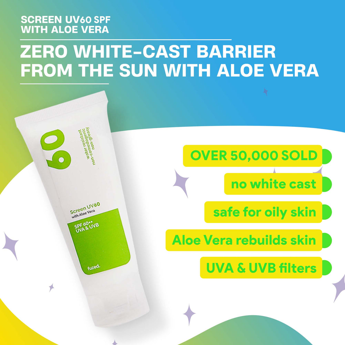 Screen UV60 w/ Aloe Vera (SPF 60) - Fuzed Skincare